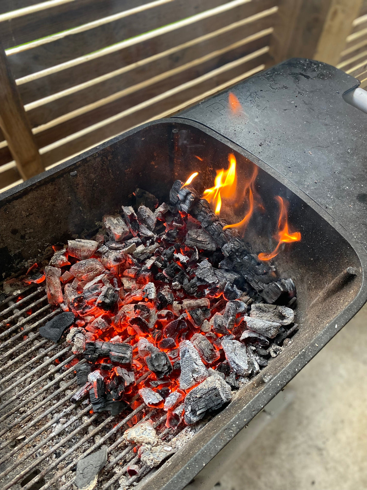 charcoal in a grill