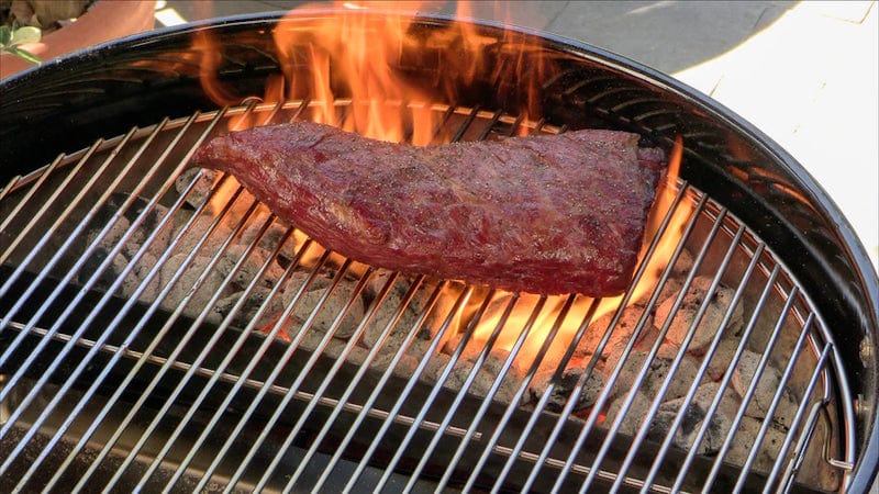 grilling meat with Slow ‘N Sear Original Insert