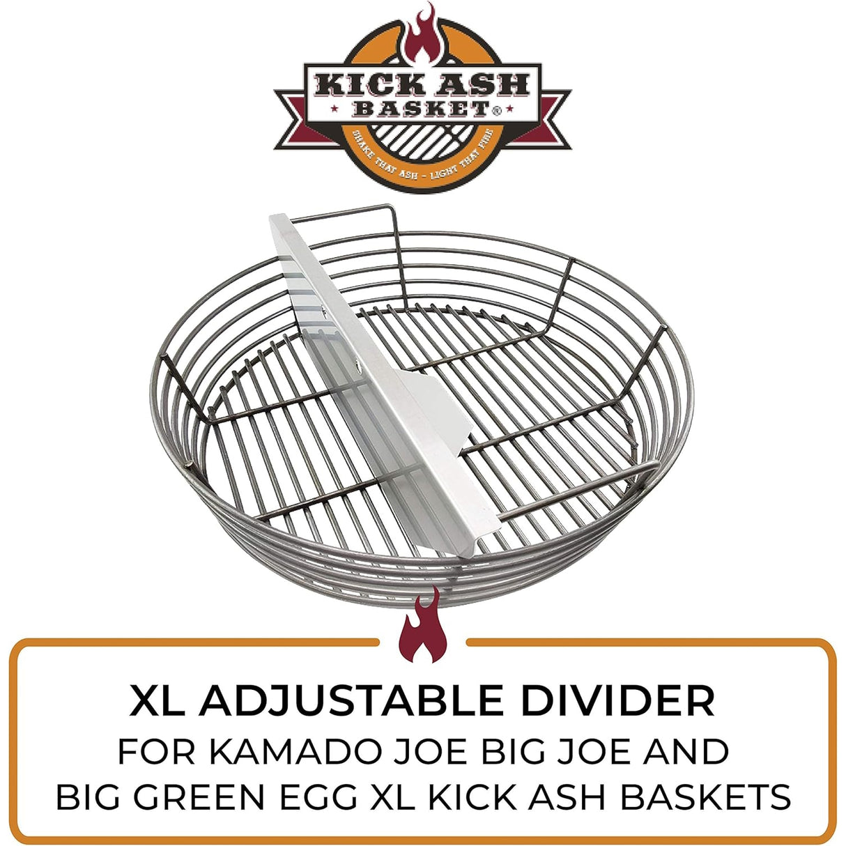 Charcoal Basket XL Adjustable Divider on white