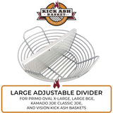 Charcoal Basket Large Adjustable Divider on white with description