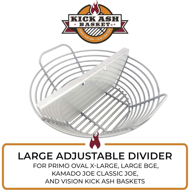Charcoal Basket Large Adjustable Divider on white with description