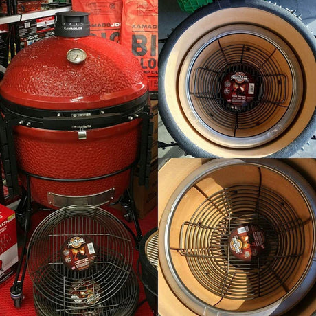 Classic Kick Ash Charcoal Basket top view basket in grill