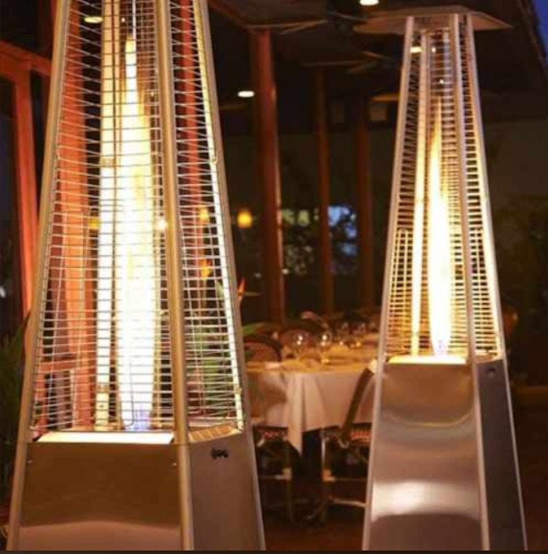 pyramid patio heater in a restaurant