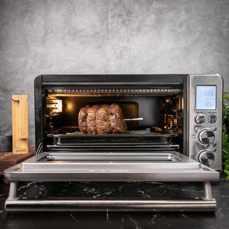 Wireless Smart Meat Thermometer used for preparing meat in toaster oven