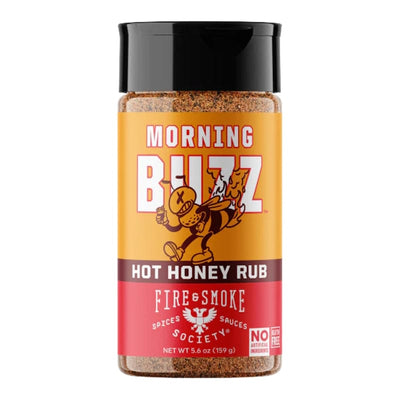 Fire & Smoke Society - Morning Buzz - Hot Honey Rub front side of bottle label