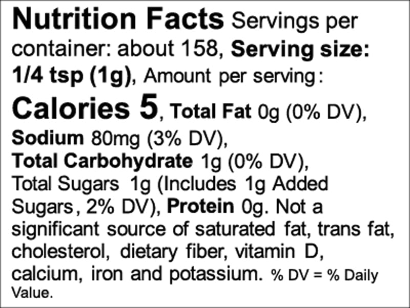 Fire & Smoke Society - Morning Buzz - Hot Honey Rub nutrition facts text on bottle label