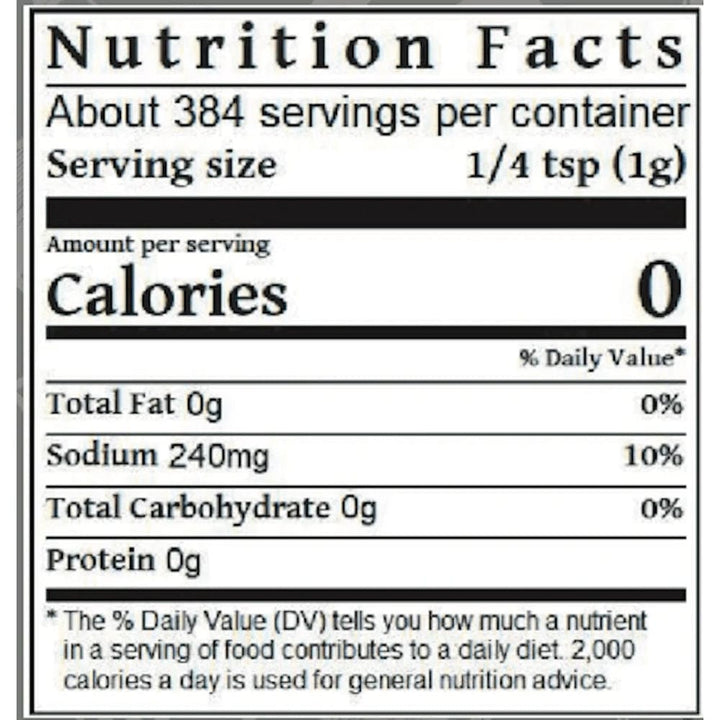 nutrition facts Al Frugoni TX Salt & Pepper