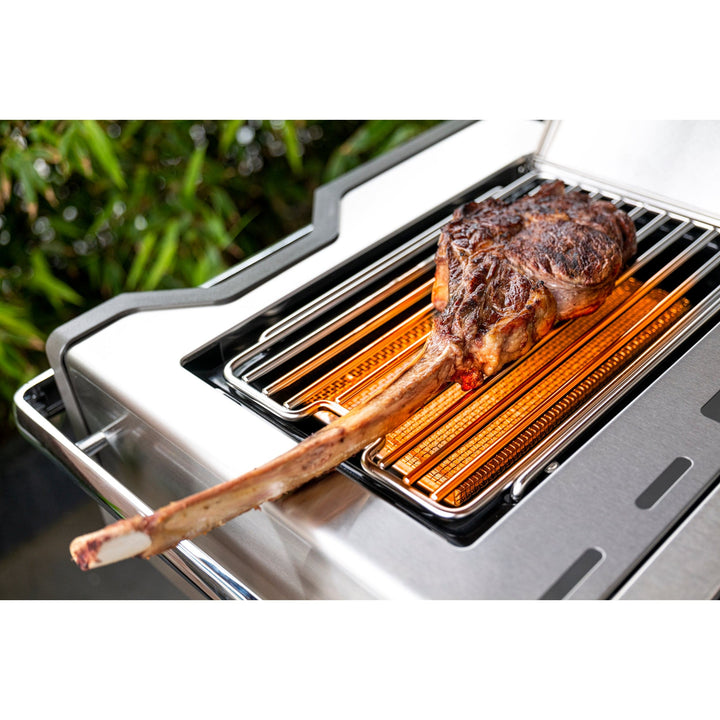 grilling tomahawk sizzle on Napoleon Prestige PRO 500 RSIB side grill