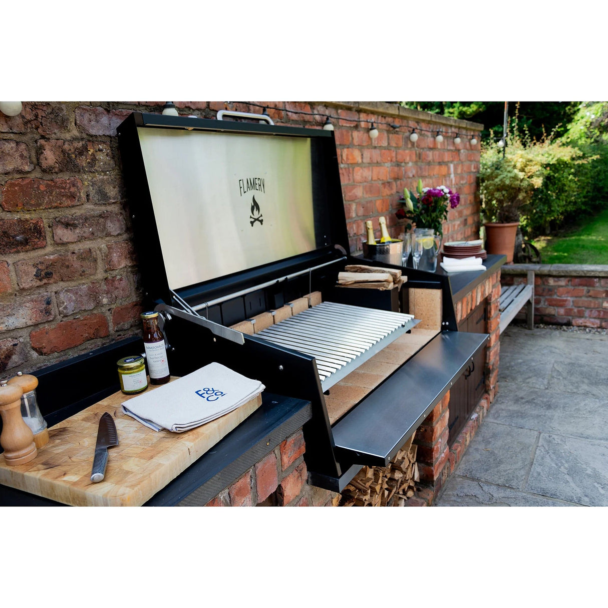 FLAMERY Large Asado Grill Built-in outdoors