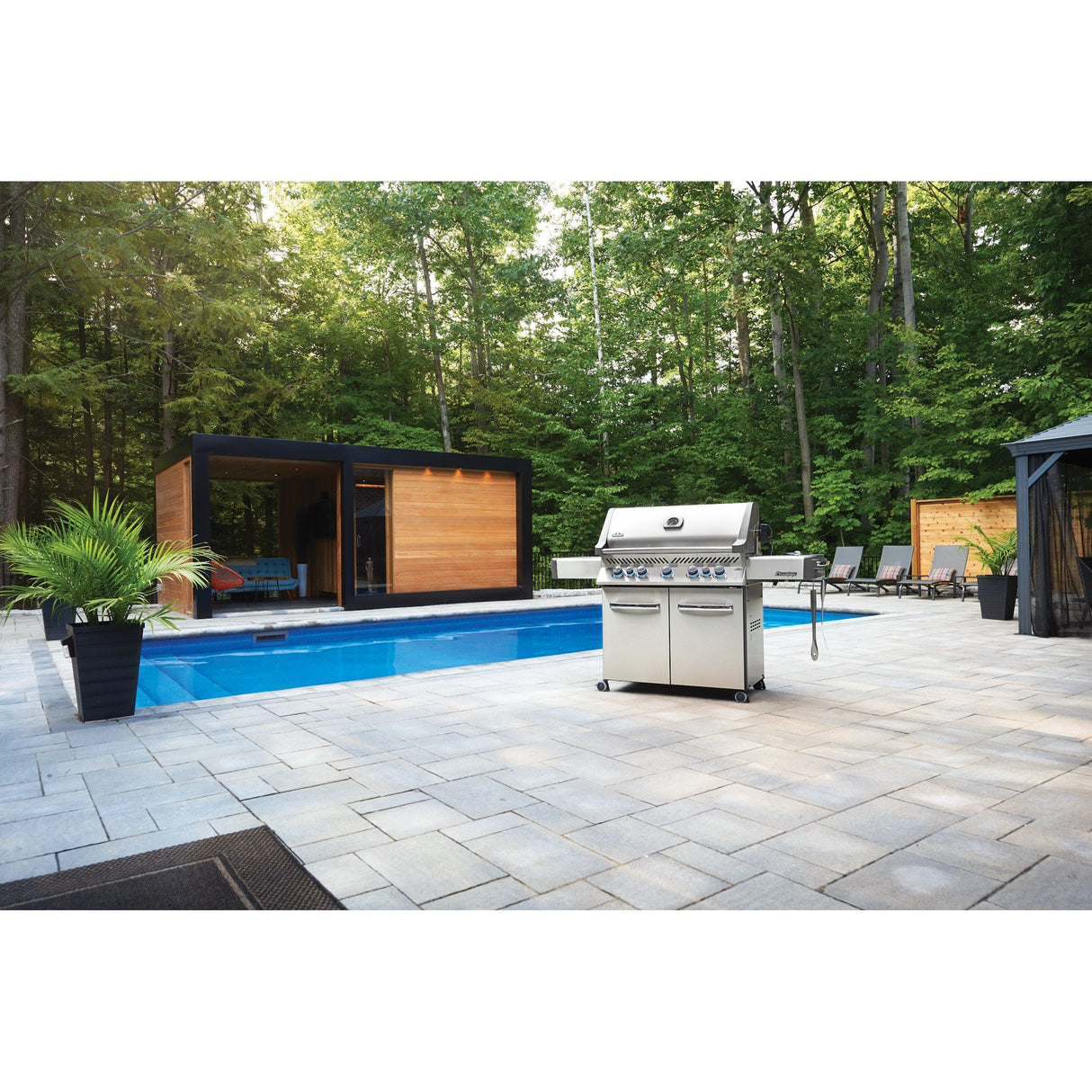 Napoleon Prestige 665 RSIB outdoors next to pool