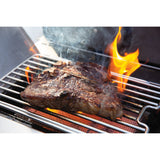 steak with flames on a Napoleon Prestige PRO 500 RSIB side burner