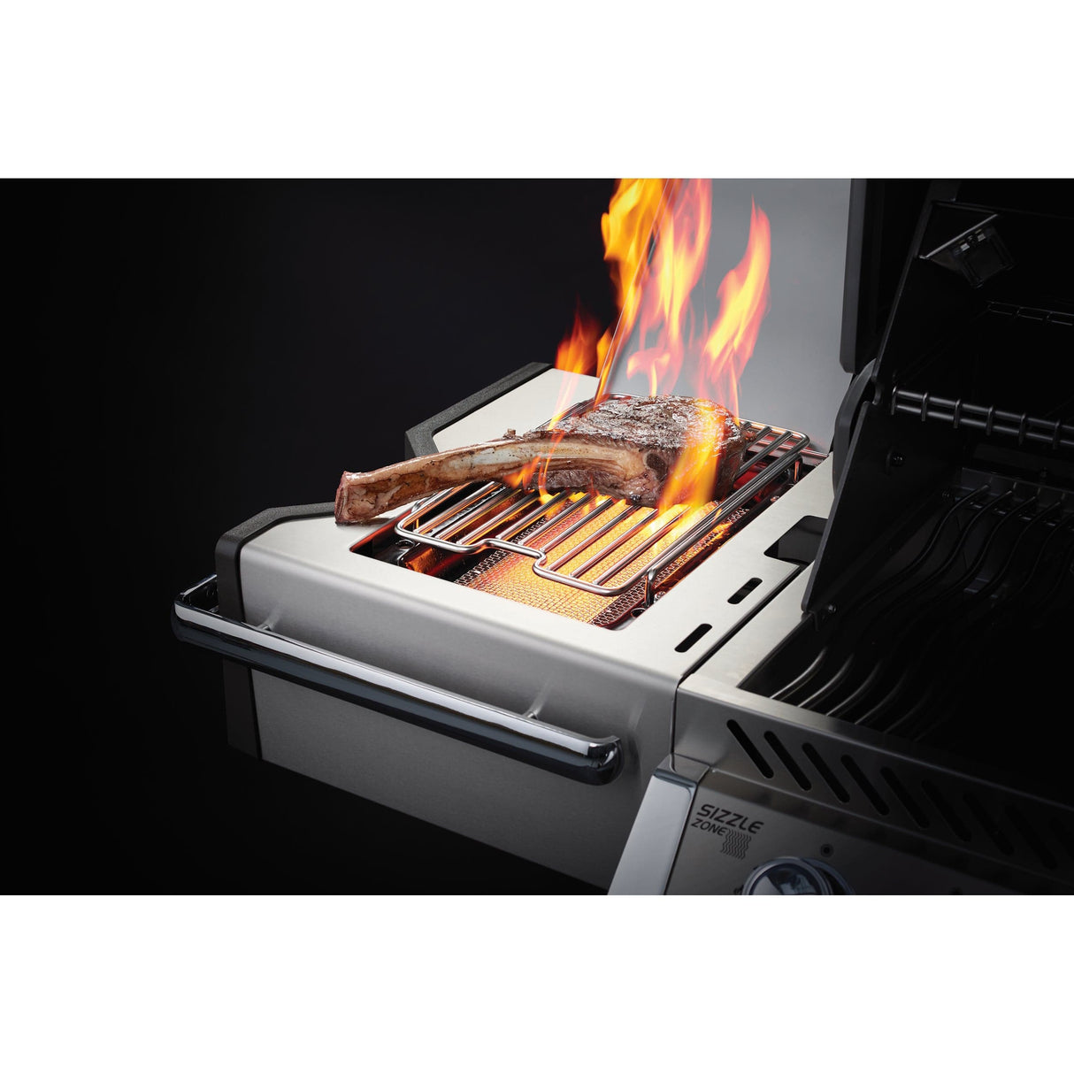 grilling food on Napoleon Prestige PRO 500 RSIB side burner