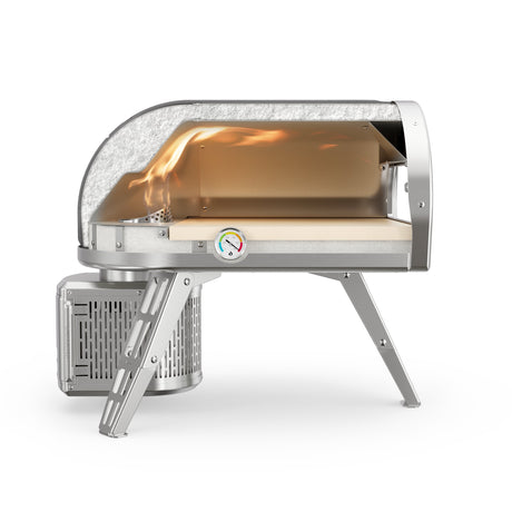 Roccbox Portable Pizza Oven inside view fire on