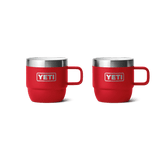 front of red  YETI Rambler 6 oz Stackable Mugs