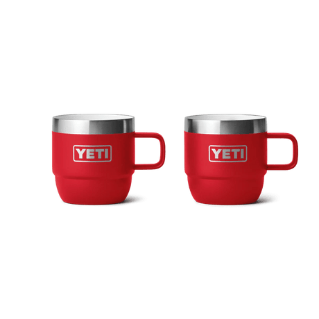 front of red  YETI Rambler 6 oz Stackable Mugs