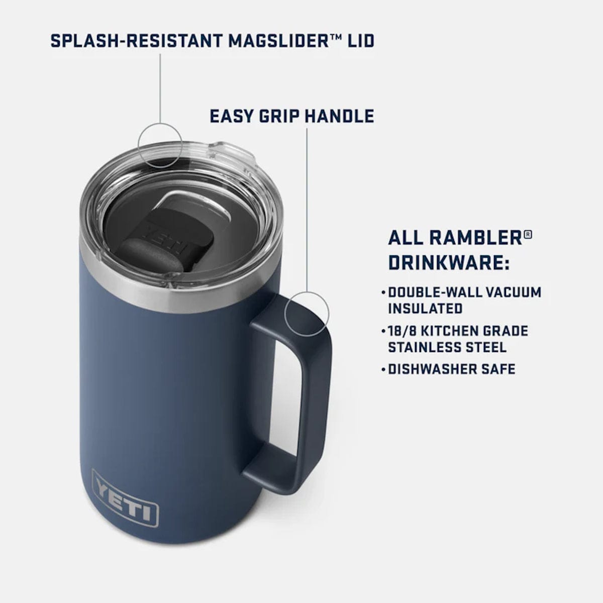YETI | Rambler® 24 oz (709 ml) Mug With MagSlider™ Lid | Black