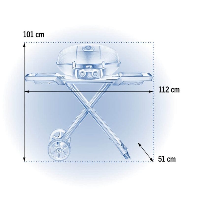 dimnesions of Napoleon Portable Gas Grill with Scissor Cart