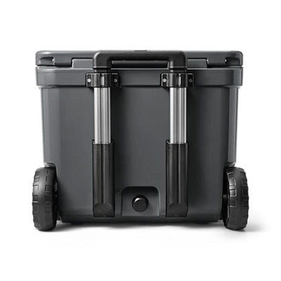back side of a closed lid and retracted handle Charcoal YETI Roadie - 60 Wheeled Cool Box