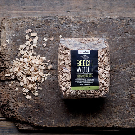 Beech Smoking Chips Refill on wooden board