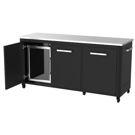 full view of Cozze Outdoor Cooler in 3-door outdoor kitchen