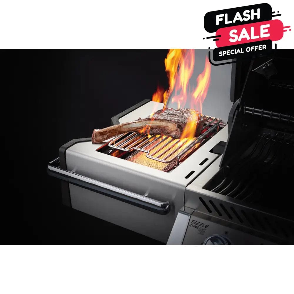 grilling food on Napoleon Prestige PRO 665 RSIB side burner