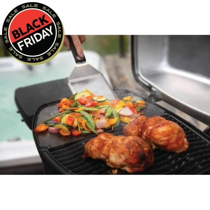 grilling food with Napoleon Electric Portable BBQ Grill