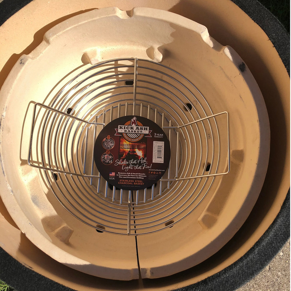 Kick Ash Basket Large Charcoal Basket   inside grill