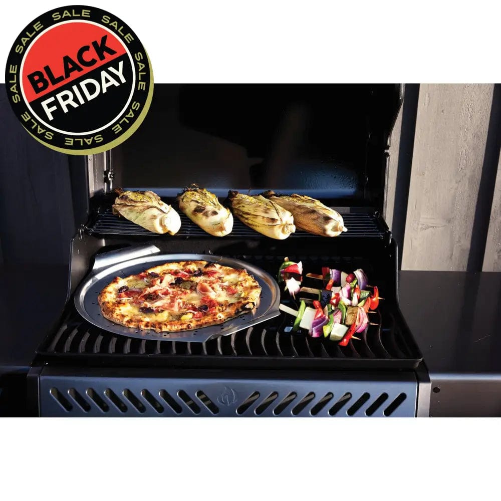 corn, vegetables and pizza on Napoleon Freestyle 425 4-Burner Gas Grill