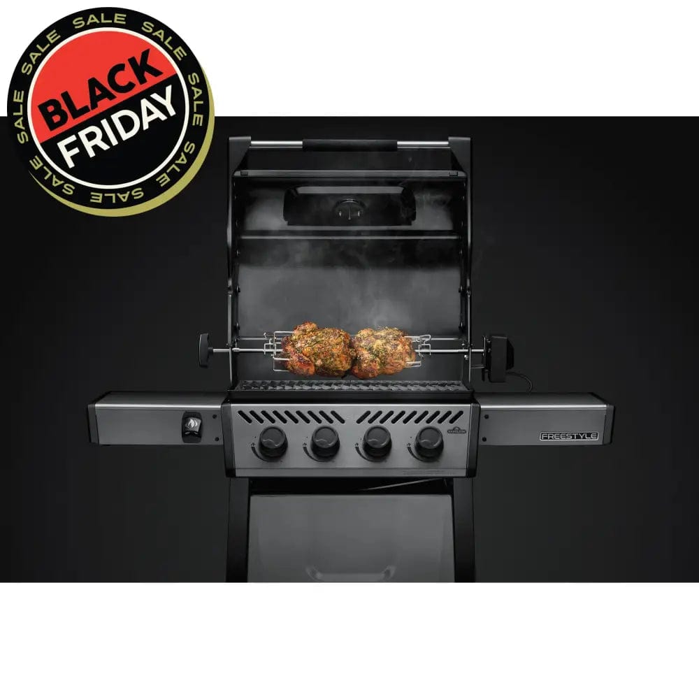 grilling with Napoleon Freestyle 425 4-Burner Gas Grill rotisserie