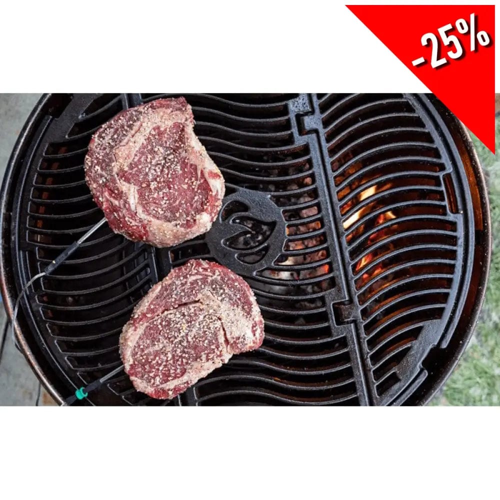 grilling steak with Napoleon PRO Charcoal Black Kettle Grill