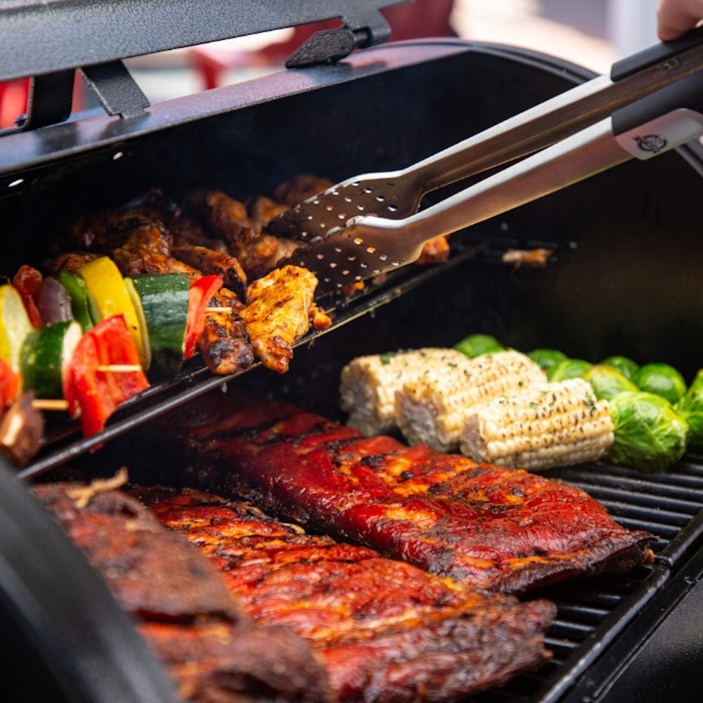 food grilling on Pit Boss 850G Navigator Series Grill close up view