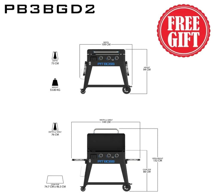 Pit Boss Grills | 3-Burner Ultimate Lift-Off Plancha + Free Tool Kit Gas Griddles