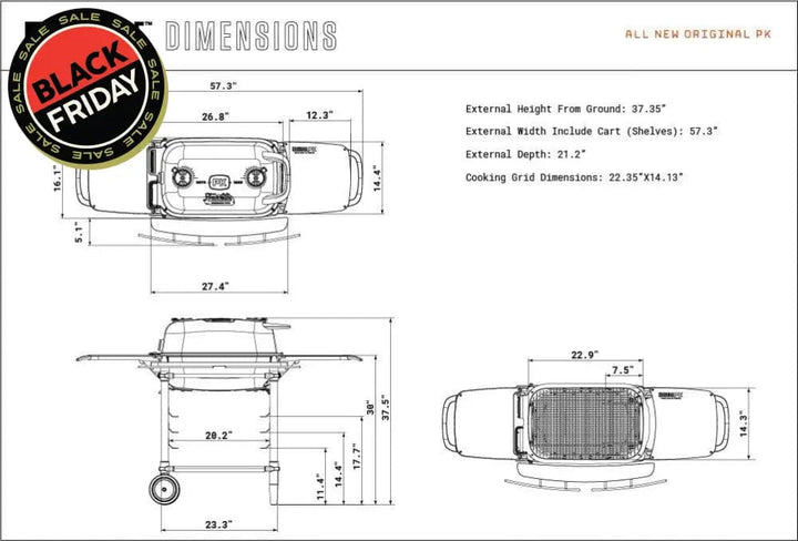 PK Grills Aaron Franklin Edition dimensions