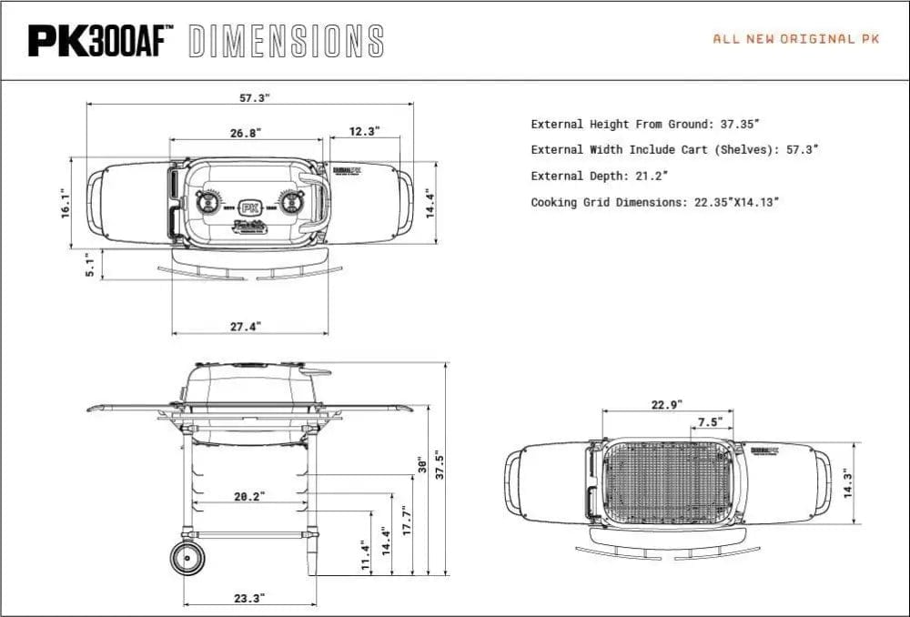 PK Grills Aaron Franklin Edition dimensions