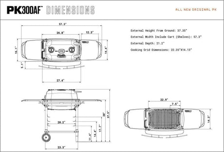 PK Grills Aaron Franklin Edition dimensions