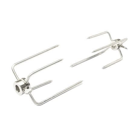 The included meat forks in a Slow 'N Sear® Kettle Ring Rotisserie Kit.