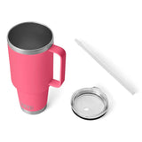 tropical pink YETI Rambler 42 oz Straw Mug, straw and a lid