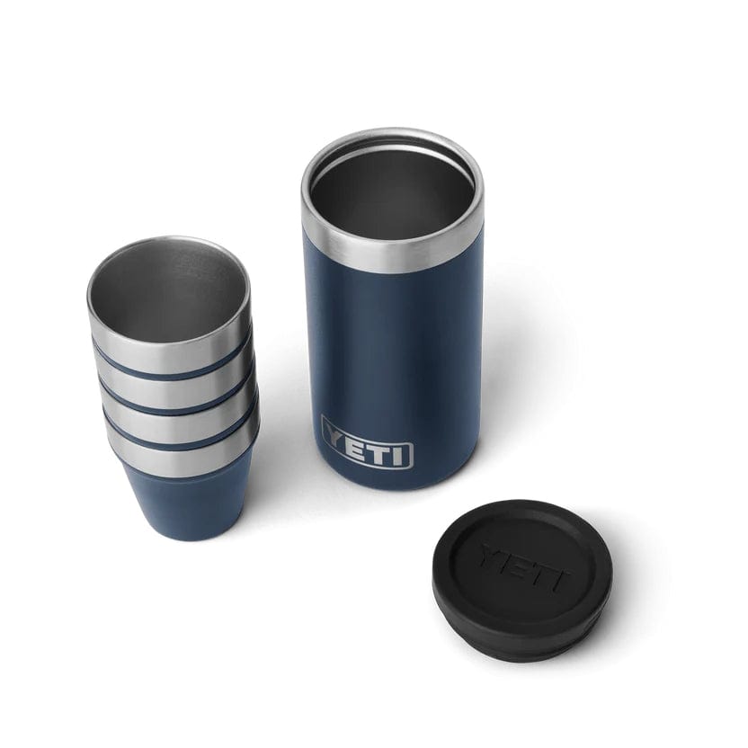 YETI Shot Glasses with Carrying Case open navy