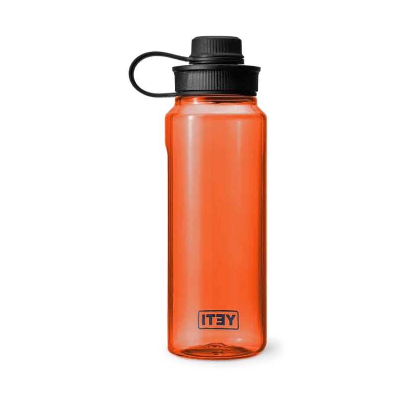 back of orange YETI Yonder Tether 34oz Water Bottle