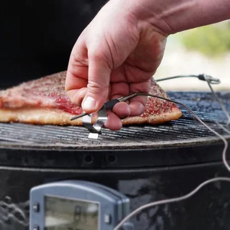connecting the Smoke's probes to the grill and meat
