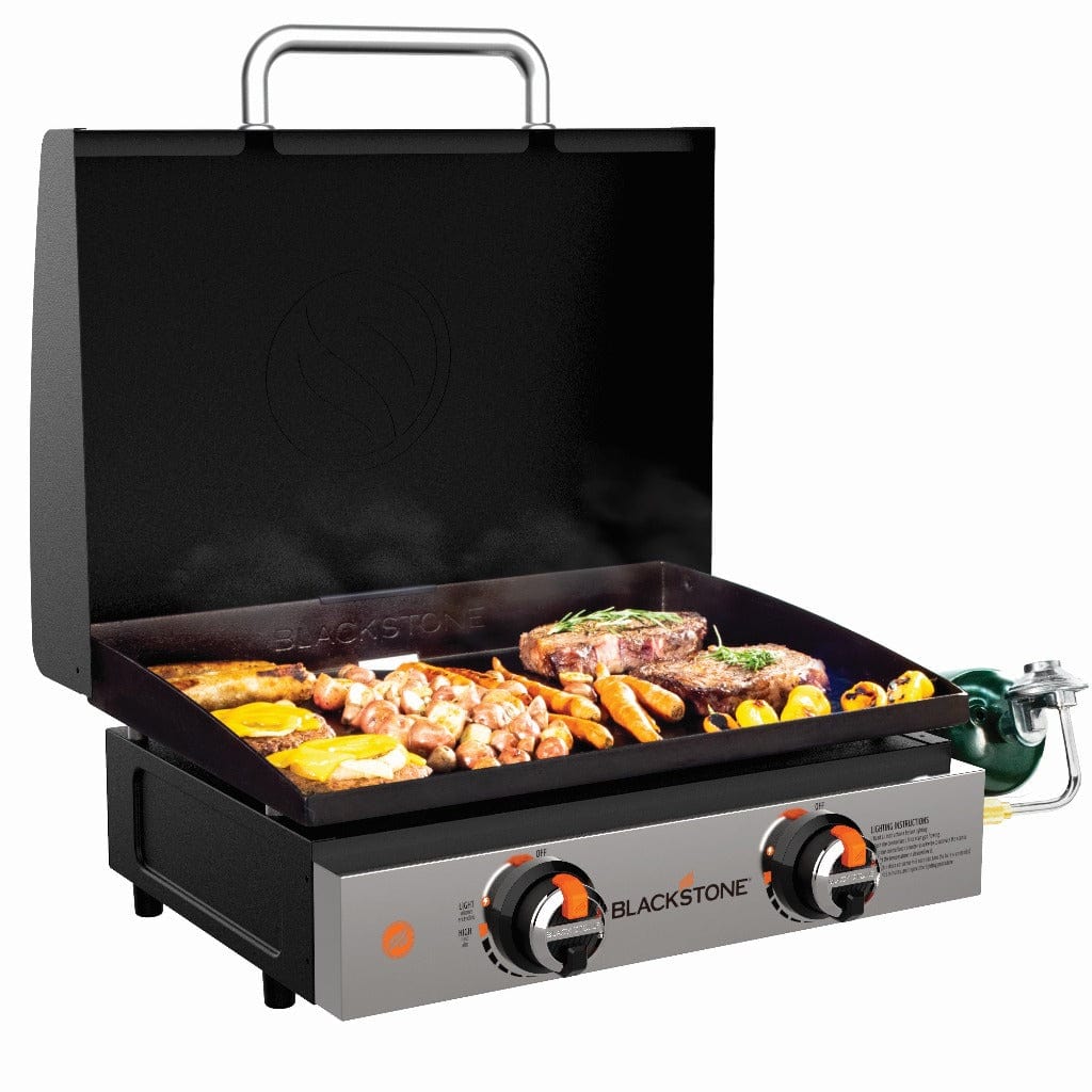 Blackstone Original 22inch Tabletop Griddle With Hood lid open