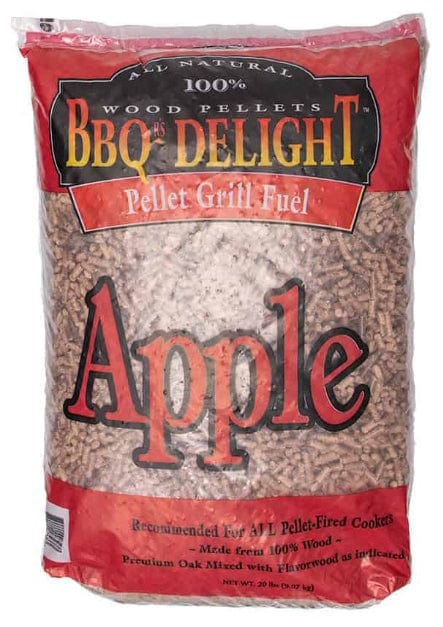 Front side of a 20 lb pack of BBQr’s Delight Wood Pellet Grill Fuel – Apple 