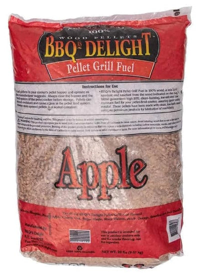 Back side of a 20 lb pack of BBQr’s Delight Wood Pellet Grill Fuel – Apple 