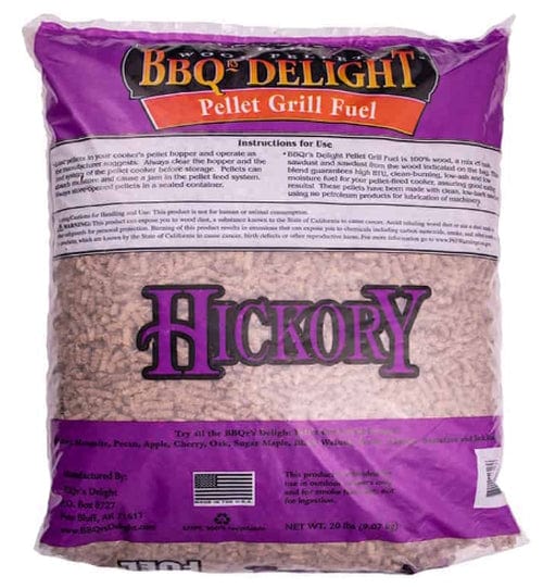 Back side of a 20lb-pack BBQr’s Delight Wood Pellet Grill Fuel – Hickory