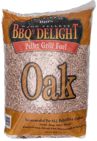 Front side of a 20lb-pack BBQr’s Delight Wood Pellet Grill Fuel – Oak