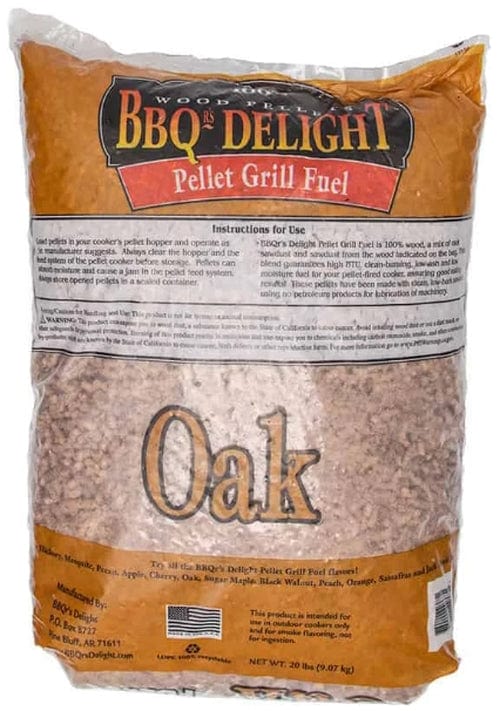 Back side of a 20lb-pack BBQr’s Delight Wood Pellet Grill Fuel – Oak