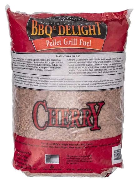 Back side of a 20 lb-pack of BBQr’s Delight Wood Pellet Grill Fuel – Cherry 