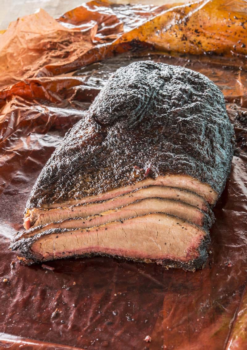 steak on a paper smoked on an Aaron Franklin offset smoker