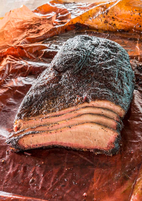 steak on a paper smoked on an Aaron Franklin offset smoker