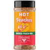 front side of a bottle of Fire & Smoke Society - Hot for Peacher - Smoked Peach Rub